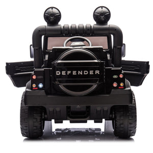 English Elm Licensed Land Rover Defender Ride on Car 24v Dual Motor with Parental Remote Black W1578P339065