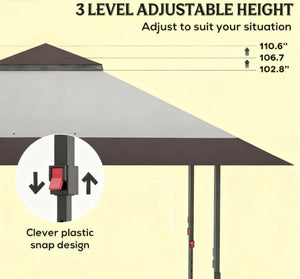 English Elm Large Vented Two-tier Patio Gazebo with Mesh Netting Steel Frame Backyard Shelter T3971P427080