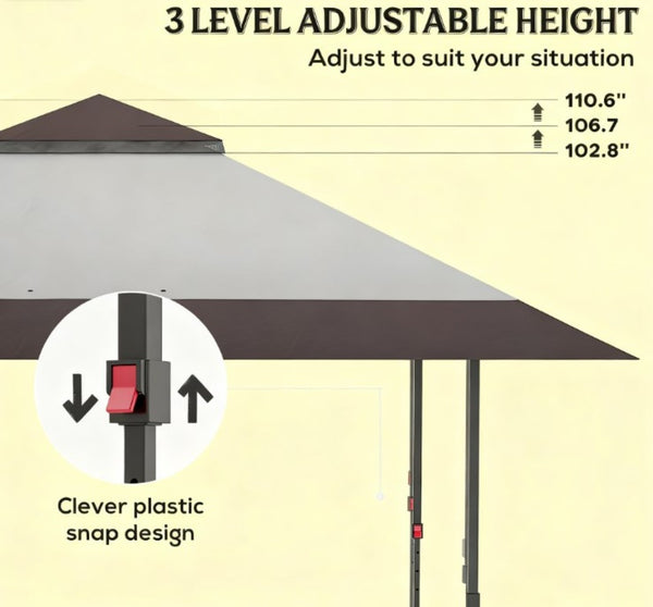 English Elm Large Vented Two-tier Patio Gazebo with Mesh Netting Steel Frame Backyard Shelter T3971P427080
