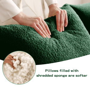 English Elm Boneless Sofa - 3-Seat Teddy Fabric Comfort, No Assembly, Ergonomic Design, Non-Slip Base, Green W714S01441