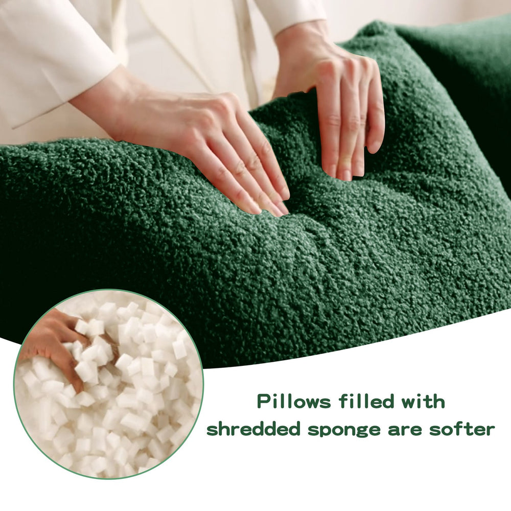 English Elm Soft Teddy Fabric Boneless Sofa with Plush Curved Arms, No Assembly, High-Density Comfort, Anti-Slip Stability Green W714P357241