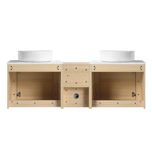 English Elm 60'' Wall-Mounted Bathroom Vanity With Ceramic Sink & Soft-Close Cabinet, Modern Storage Solution W999S00471