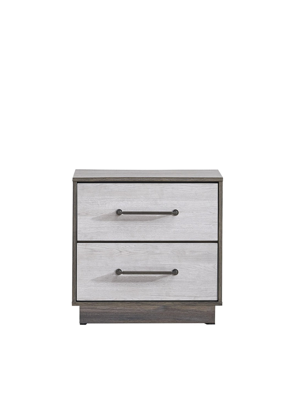 English Elm Aberdeen Two Drawer Nightstand Warm Gray Oak Wood Grain Finish Gunmetal Hardware B078P497935