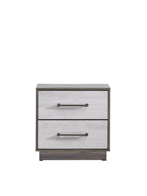 English Elm Aberdeen Two Drawer Nightstand Warm Gray Oak Wood Grain Finish Gunmetal Hardware B078P497935
