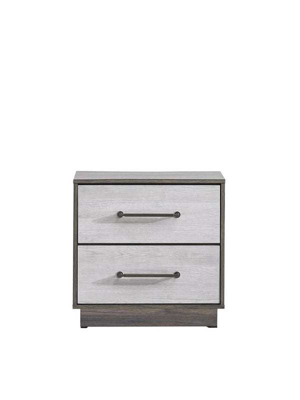 English Elm Aberdeen Two Drawer Nightstand Warm Gray Oak Wood Grain Finish Gunmetal Hardware B078P497935