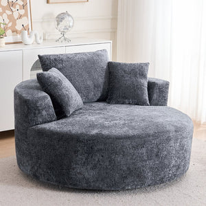 English Elm Round Swivel Barrel Chair Plush Chenille Upholstery Cozy Accent Seat for Any Room Grey W2915P338891