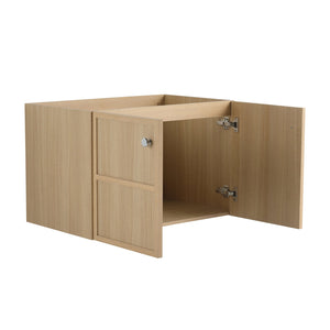 English Elm 30" Modern Wall-Mounted Bathroom Vanity Cabinet, Oak Plywood Finish, 2 Soft-Close Doors, Hardware Included W1972P265284