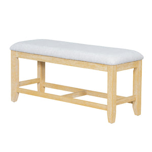 English Elm TOPMAX 76-inch Extendable Trestle Dining Set with 18" Removable Leaf, Upholstered Chairs & Bench Natural SP000048AAA