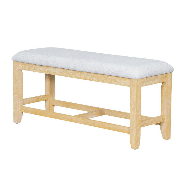 English Elm TOPMAX 76-inch Extendable Trestle Dining Set with 18" Removable Leaf, Upholstered Chairs & Bench Natural SP000048AAA