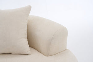 English Elm Crescent-shaped Chenille Loveseat Low Profile Curved Sofa for Modern Living Rooms White W5188P450354