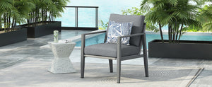 English Elm Christopher Knight Home® - Gray Aluminum Lounge Chair with Rope Accents, Weather-Resistant Frame, Thick Cushions for Ergonomic Outdoor & Indoor Comfort N767P237034G