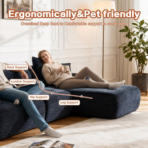 English Elm 105'' Modular Sectional with Woven Upholstery Washable Covers for Living Room W3565S00018
