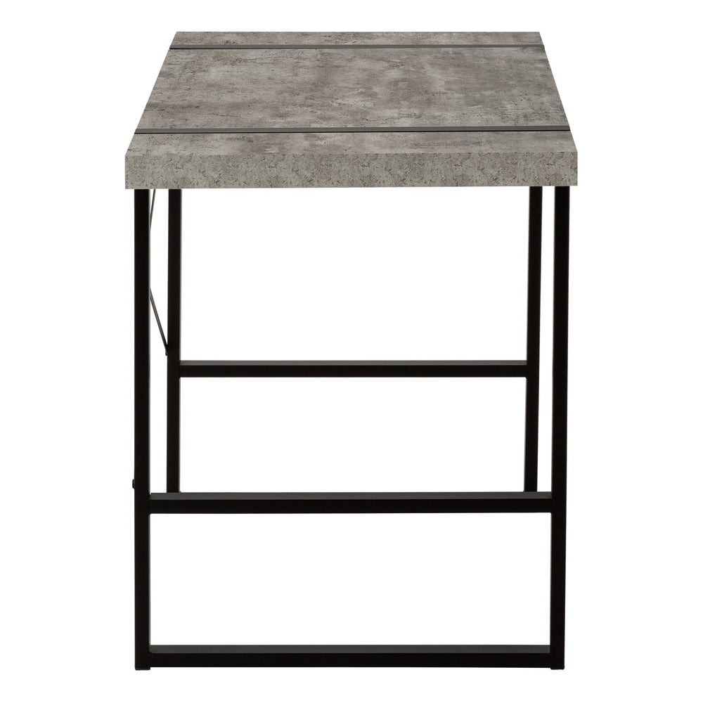 English Elm Computer Desk - Contemporary Grey Laminate Workstation With Sturdy Black Metal Frame, Minimalist Style B2710P219883
