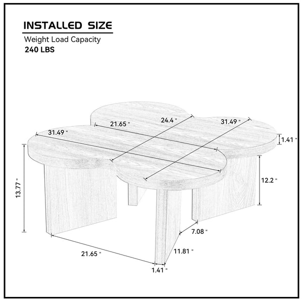 English Elm Modern Butterfly Coffee Table MDF 31.5" — Elegant Split Design, Spacious Top, Versatile Living Room Accent Black W876P353938