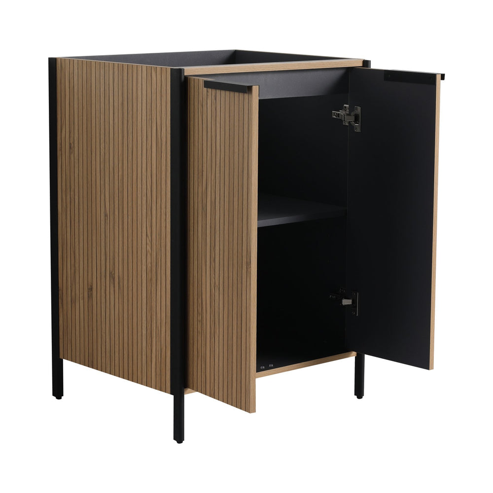 English Elm 24" Freestanding Bathroom Vanity Modern 24in Plywood Cabinet with Soft-Close Hinges, Adjustable Shelf, Scratch & Water-Resistant Finish, KD Packing Excludes Sink W999P251003