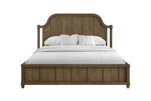 English Elm Queen Upholstered Headboard Bed Walnut Veneer Frame Transitional Bedroom Furniture Almond B2699S00113