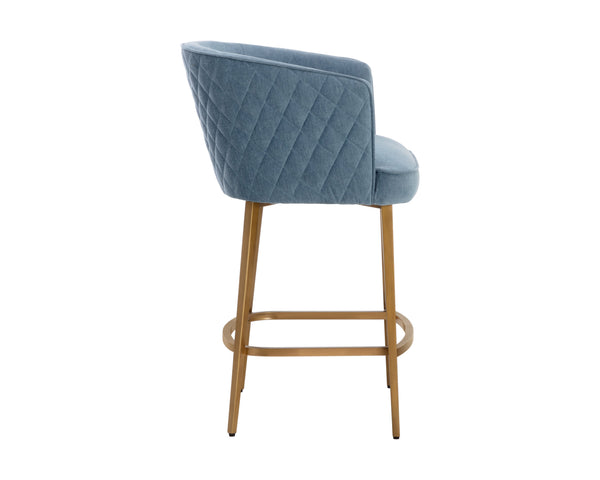 Sunpan Cornella Counter Stool - Elegant Modern Design with Antique Brass Frame and Chic Diamond Stitching Danny Iceberg
