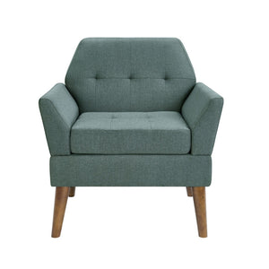 English Elm Modern Hand-tufted Lounge Chair Solid Wood Legs Mid-century Accent Seat for Living Room Blue B035P482917