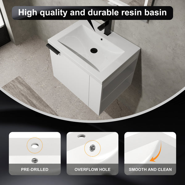 English Elm 24" Modern Bathroom Vanity Sink Combo - Stylish White Oak Cabinet With Soft-Close Doors & Storage W1972P204943