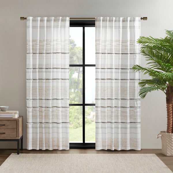 JLA Home INK+IVY - Cotton Striped Tassel Curtain Panel with Lining — Boho Textured Drapes, Rod Pocket & Back Tabs for Privacy and Light Filter (Sold Individually) II40-1184