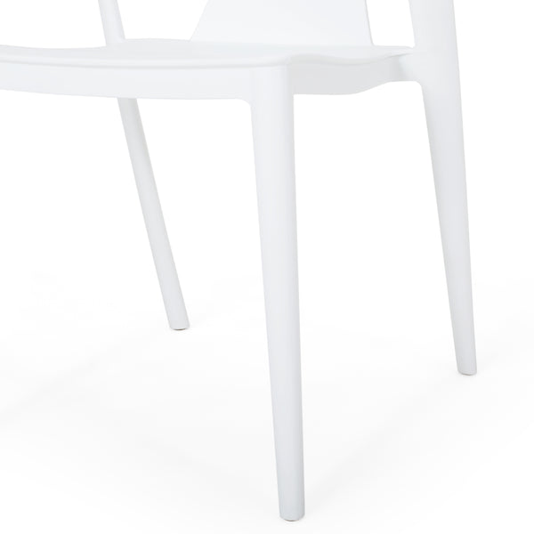 English Elm Christopher Knight Home® - ORCHID Weather-Resistant Outdoor Chair with Curved Backrest, Durable Polypropylene Blend for Patio Comfort White 32.5 L x 24 W x 20.5 H 68373.00WHI