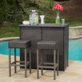 Christopher Knight Home® Toronto Bar Island Set with 2 Shelves & Barstools - Perfect for Hosting and Entertaining at Home