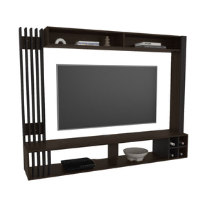 English Elm Bremmen Walnut Entertainment Center with Open Shelves, TV Panel & Hidden Storage for Living Room B200S00443