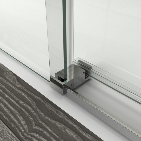 English Elm 56" Frameless Single Sliding Shower Door Tempered Glass Walk-in Bath Enclosure Brushed Nickel W1573P342102