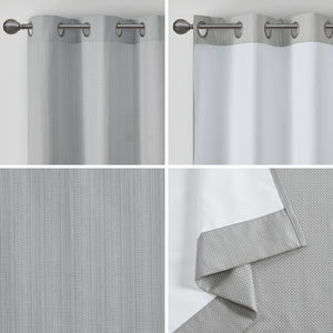 JLA Home Madison Park - Basketweave Thermal Room‑Darkening Curtain Panels with Silver Grommets, Insulating 84" Pair (OEKO‑TEX) MP40-7925