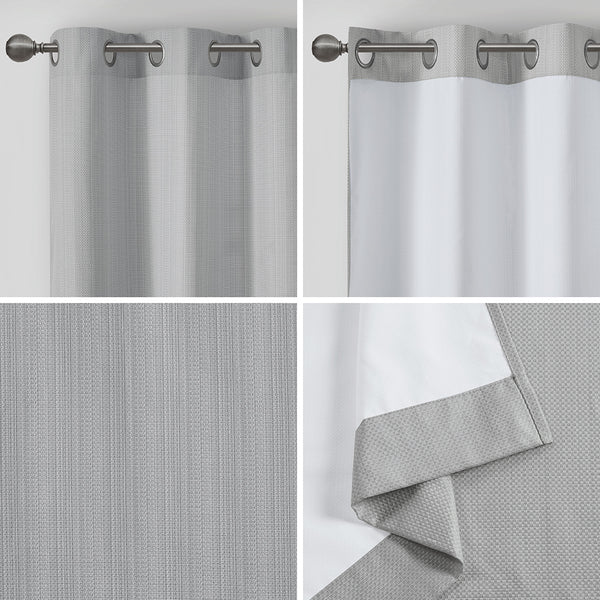 JLA Home Madison Park - Basketweave Thermal Room‑Darkening Curtain Panels with Silver Grommets, Insulating 84" Pair (OEKO‑TEX) MP40-7925