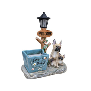 English Elm Labrador Solar Garden Statue with Led Glow and Built-in Succulent Planter Basin W5398P464246