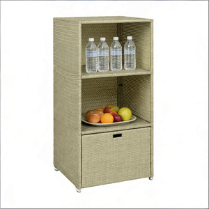 English Elm Outdoor Wicker Towel Rack Two Shelf Pe Rattan Poolside Storage for Patio or Bath Grayish T3971P486660
