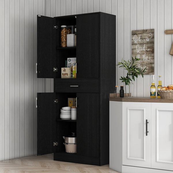 English Elm Homcom 71" Tall Kitchen Pantry Cabinet With Adjustable Shelves, Drawer & Stylish Distressed Finish W2225P249919