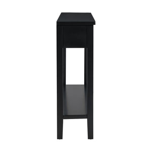 English Elm U_style Contemporary Console Table with 4 Drawers Pine Legs Open Shelf Foyer N711P218638B