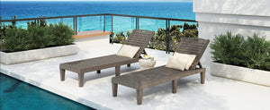 English Elm 2-Piece Outdoor Chaise Lounges with 5-Position Adjustable Backrest, UV-Proof Resin, Lightweight & Durable Light Brown N719P293384D