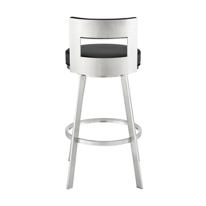 English Elm Flynn Swivel Barstool Faux Leather Cushion Matte Black Frame for Kitchen Island B2736P464830