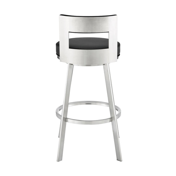 English Elm Flynn Swivel Barstool Faux Leather Cushion Matte Black Frame for Kitchen Island B2736P464830