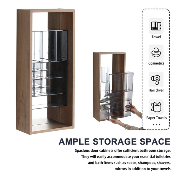 English Elm 12'' 12 Inch Wall Mounted Mirrored Bathroom Cabinet Plywood Build with Removable Organizer Insert W999P470290
