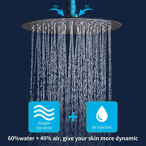 English Elm Shower System Wall-Mounted Matte Black Shower Faucet Combo With 10" Rainfall Head & Handheld Sprayer T3177P269094-GIGA