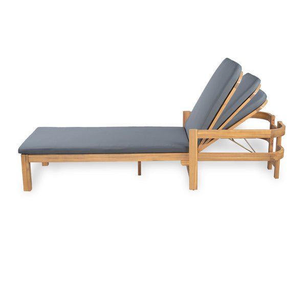 English Elm Christopher Knight Home® - Outdoor acacia chaise lounge with adjustable recline, durable hardwood frame and water‑resistant cushion comfort Dark Gray,Light Teak 52.25 L x 28.5 W x 8.75 H N776P266158D