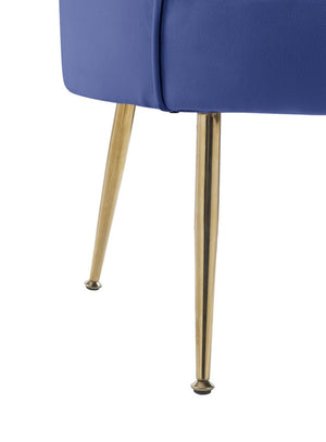 English Elm Angelica Velvet Barrel Accent Chair Scalloped Tufted Back with Gold Metal Legs B2749P413366
