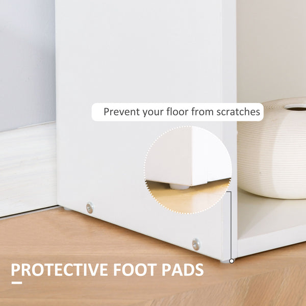 English Elm HOMCOM 47" Modern Home Office Desk with 6-Tier Shelves, Space-Saving Writing Table, White Finish W2225P174000