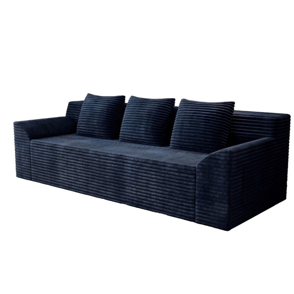 English Elm 71" Corduroy Tufted Loveseat with Deep Seat and Curved Back for Compact Living Spaces Aged Blue W5571P440916