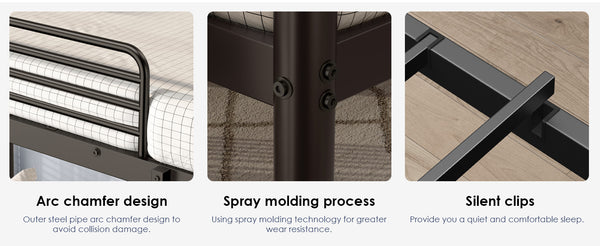 English Elm Metal Twin Over Twin Bunk Bed Black - Sturdy Powder-Coated Metal, No Box Spring, Safe Kids Sleep W2889P263782