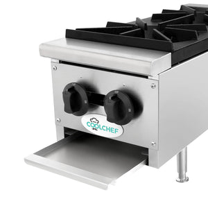 English Elm 60,000 Btu Dual Burner Commercial Gas Hot Plate for Catering and Food Truck Use W3629P462152