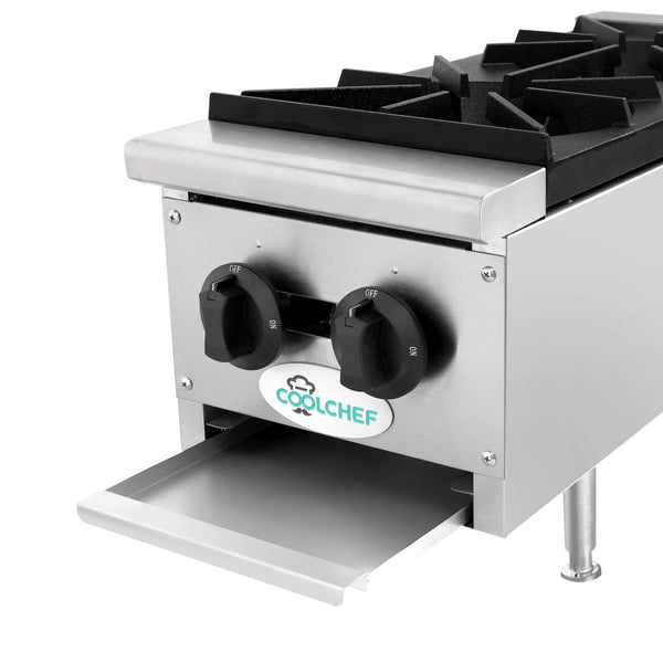 English Elm 60,000 Btu Dual Burner Commercial Gas Hot Plate for Catering and Food Truck Use W3629P462152