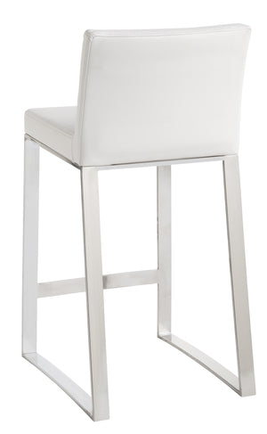Sunpan Architect Contemporary Barstool with Polished Stainless Steel Base for Urban Dining Spaces White