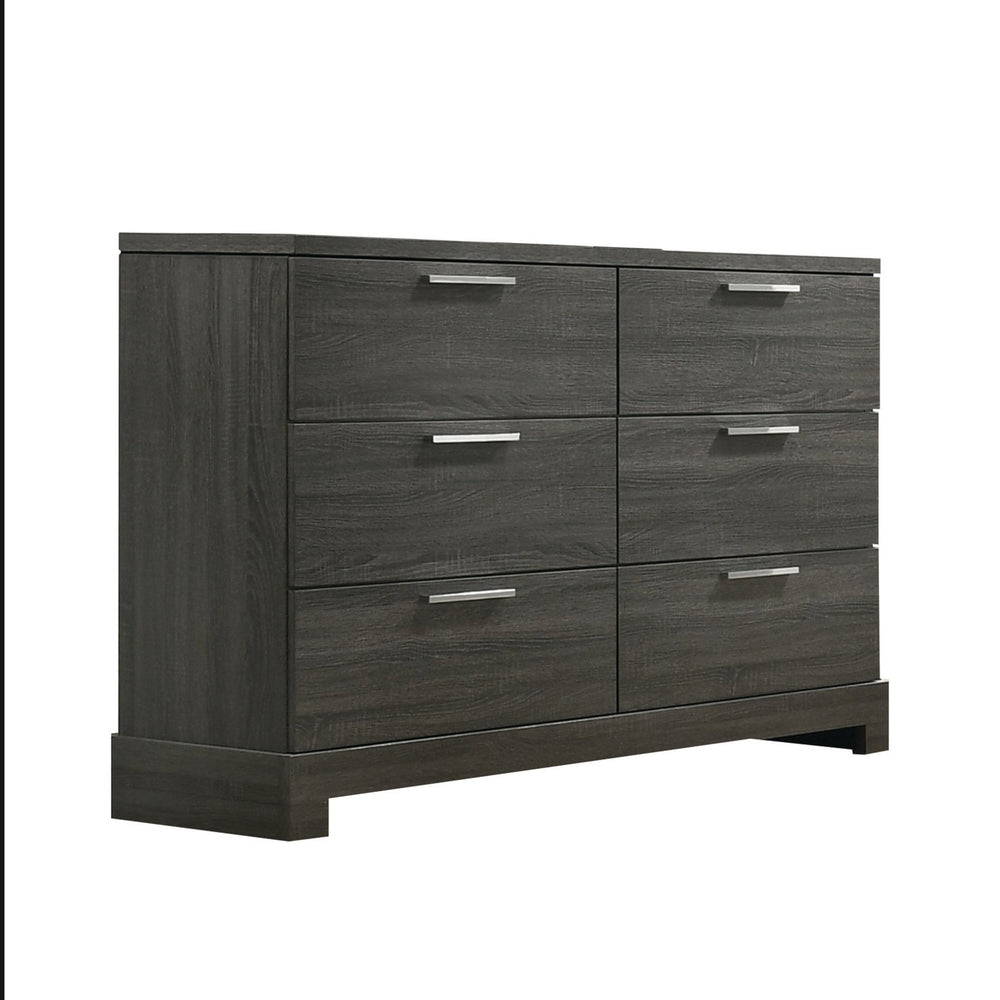 English Elm Lantha Sleek Oak Finish Dresser with Six Smooth-Glide Drawers, Wood Sled Base, Durable Dovetail Craftsmanship Gray 54 L x 18 W x 38 H B2726P257366