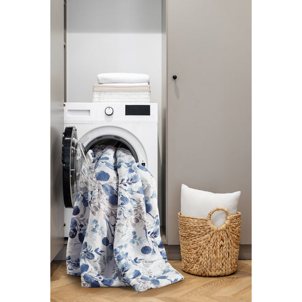 JLA Home Super Listing - Reversible breathable seersucker comforter with botanical florals and striped reverse, Oeko‑Tex safe coating 90 L x 66 W x 1.5H AM10-0122