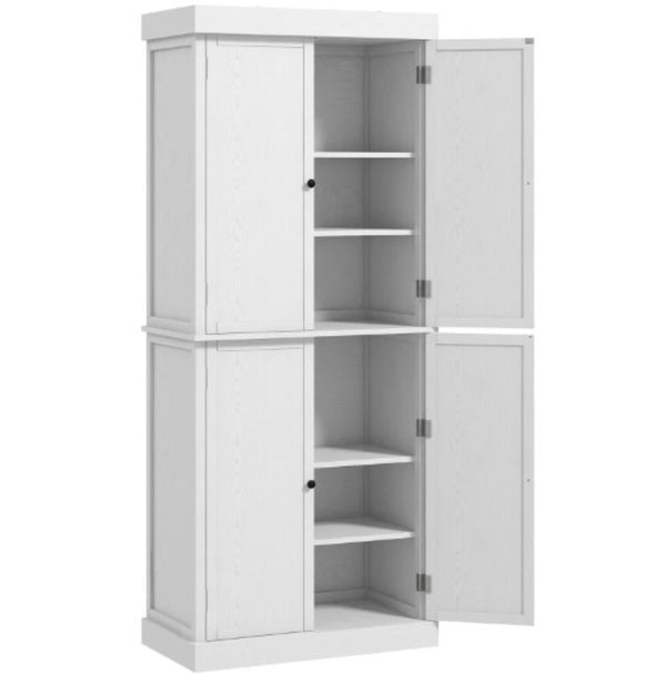 English Elm Nordic Shaker Freestanding Pantry Cabinet Black Wood Grain Finish Six Tier Kitchen T3971P428238